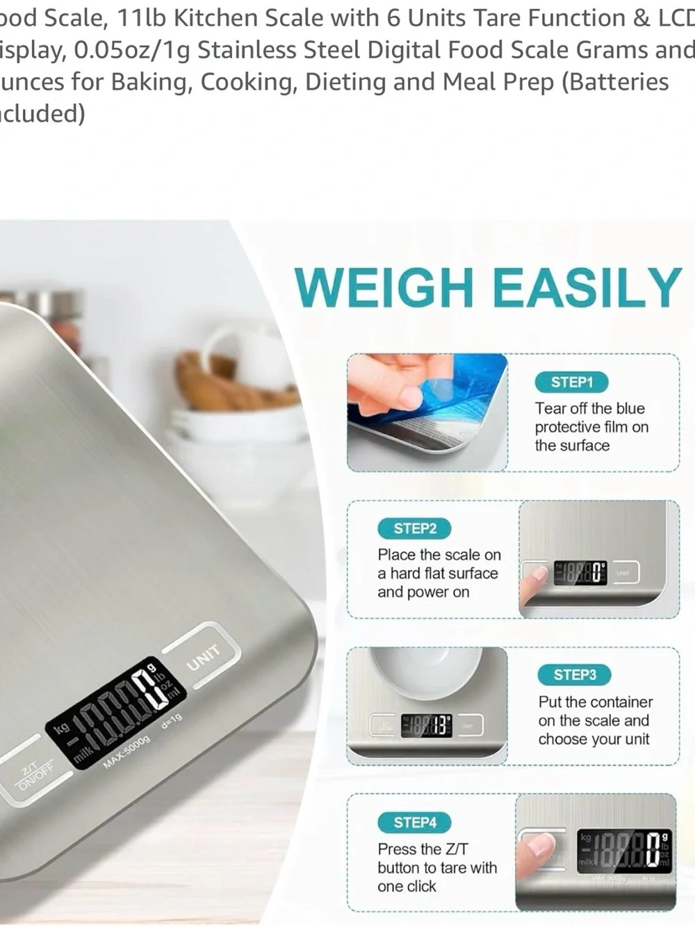 Digital Kitchen Scale - Silver Electronic Food Scale